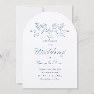 Invitation Cherub Cupid Couple tenant Mariage de coeur