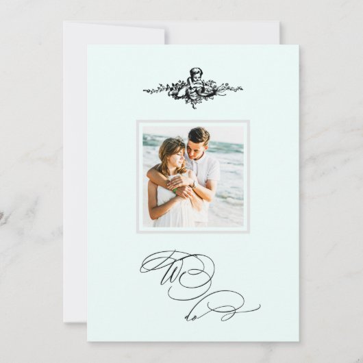 Invitation *~* Cherub victorienne PHOTO QR AR6 Mariage RSVP (Devant)