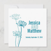 Invitation Chervil graphique fleur moderne turquoise invitati (Devant)