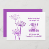 Invitation Chervil moderne fleur violet mariage reprogrammé (Devant / Derrière)