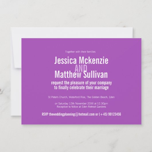 Invitation Chervil moderne fleur violet mariage reprogrammé (Dos)