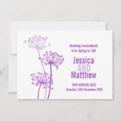 Invitation Chervil moderne fleur violet mariage reprogrammé (Devant)