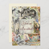 Invitation Cheshire Chat Alice Wonderland Classic (Devant / Derrière)
