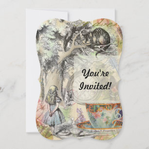 Invitation Cheshire Chat Alice Wonderland Classic