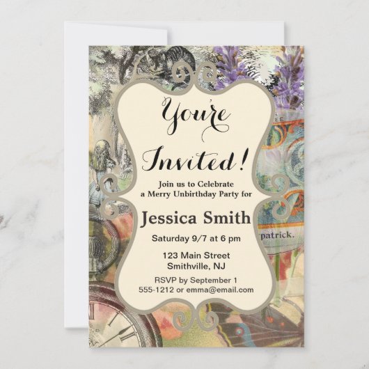 Invitation Cheshire Chat Alice Wonderland Classic (Devant)