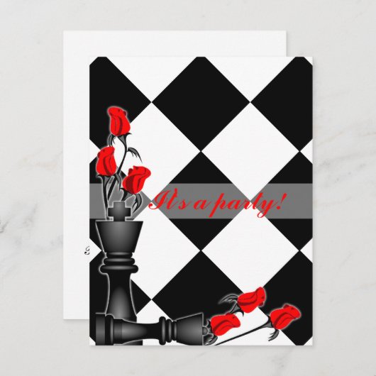 Invitation Chess and Roses (Devant / Derrière)