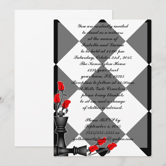 Invitation Chess and Roses (Devant / Derrière)