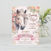 Invitation Cheval 6e anniversaire fille Wild Floral Saddup (Debout devant)