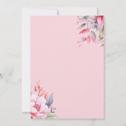 Invitation Cheval 9e anniversaire rose florale fille selle ve (Dos)