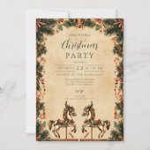 Invitation Cheval à bascule de Noël rétro des Fêtes (Devant)