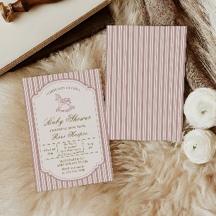 Invitation Cheval à bascule élégant pour Baby Shower Rose Vin