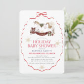 Invitation Cheval à Bascule Noël Bébé Shower Rouge (Debout devant)
