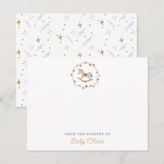 Invitation cheval à bascule, pom-poms, de la pépinière de car (Devant / Derrière)