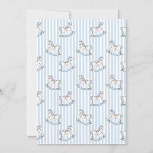 Invitation Cheval à cheval bleu clair rayé boho garçon d'anni (Dos)
