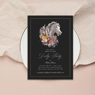 Invitation Cheval à guirlande florale Élégant Derby Party