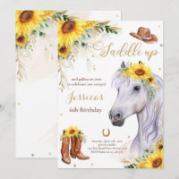 Cheval Anniversaire Fête Cowgirl Sunflower Anniver