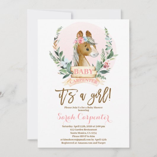 Invitation Cheval Baby shower (Devant)