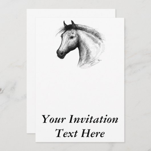 Invitation Cheval : Blanc (Devant / Derrière)