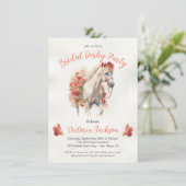 Invitation Cheval blanc rose aquarelle Derby Fête des mariées (Debout devant)