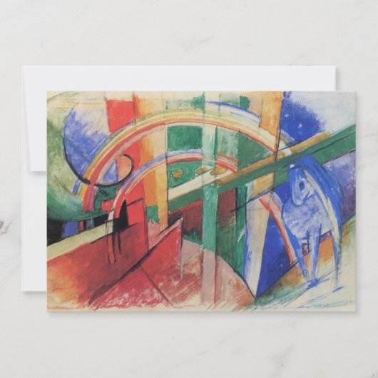 Invitation Cheval bleu avec arc-en-ciel par Franz Marc (Devant)