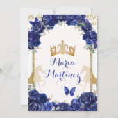 Invitation Cheval bleu Floral Or Princesse Quinceañera (Dos)