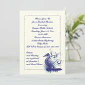Invitation Cheval bleu marine sur ivoire mariage douche nupti (Debout devant)