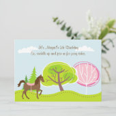 Invitation Cheval Brown et Arbres Pony Rides Anniversaire (Debout devant)
