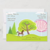 Invitation Cheval Brown et Arbres Pony Rides Anniversaire (Dos)