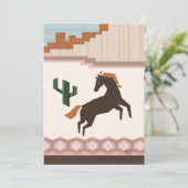 Invitation Cheval Brown sauvage du Sud-Ouest et cactus Blank (Debout devant)