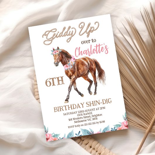 Invitation Cheval Brown Western Giddy Up Anniversaire