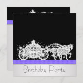 Invitation Cheval Carriage Lavande Princesse Anniversaire (Devant / Derrière)