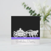 Invitation Cheval Carriage Lavande Princesse Anniversaire (Debout devant)