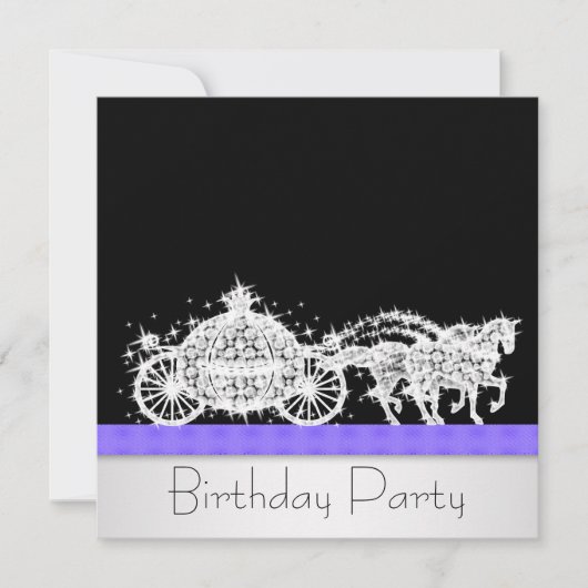 Invitation Cheval Carriage Lavande Princesse Anniversaire (Devant)