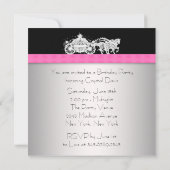 Invitation Cheval Carriage Rose Black Princesse Anniversaire (Dos)