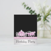 Invitation Cheval Carriage Rose Black Princesse Anniversaire (Debout devant)