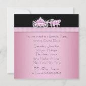Invitation Cheval Carriage Rose Black Princesse Anniversaire (Dos)