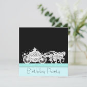 Invitation Cheval Carriage Turquoise Blue Princess Anniversai (Debout devant)