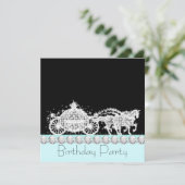 Invitation Cheval Carriage Turquoise Blue Princess Anniversai (Debout devant)