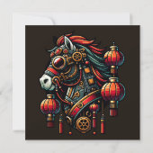 Invitation Cheval chinois de Nouvel An Steampunk (Dos)