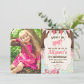 Invitation Cheval cowgirl anniversaire fille floral photo boi (Debout devant)