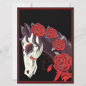 Invitation Cheval crâne avec Roses Rouges Dias de los Muertos (Dos)