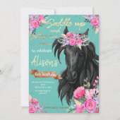 Invitation Cheval d'aquarelle d'anniversaire (Devant)