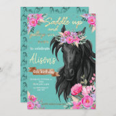 Invitation Cheval d'aquarelle d'anniversaire (Devant / Derrière)