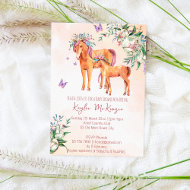 Invitation Cheval de bébé rose pastel avec baby shower mère