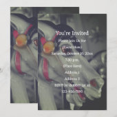 Invitation Cheval de carrousel noir et blanc Party (Devant / Derrière)