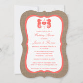 Invitation Cheval De Corail Sur Burlap Beach Mariage Douche (Devant)