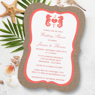 Invitation Cheval De Corail Sur Burlap Beach Mariage Douche