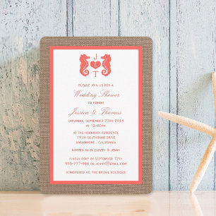 Invitation Cheval De Corail Sur Burlap Beach Mariage Douche