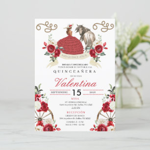 Invitation Cheval de corse rouge Quinceañera Rose