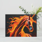 Invitation cheval de feu, cheval, animaux, flamme, feu (Debout devant)
